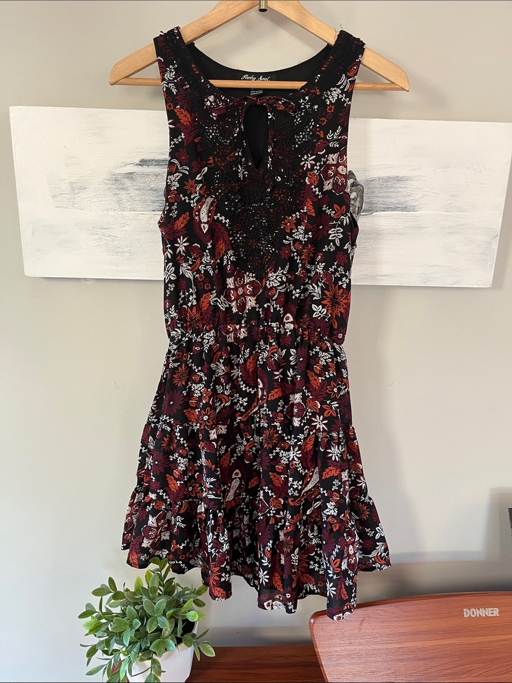 Autumn Floral Mini Dress with Elasticized Waistband